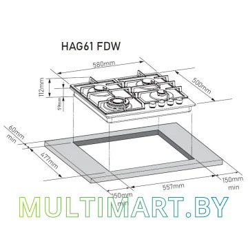 Газовая варочная панель ZorG Technology HAG61 FDW (черный) картинка 9